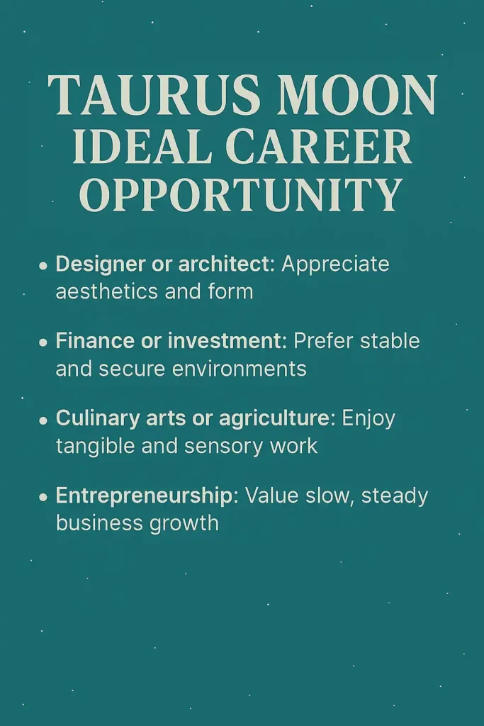 Taurus Moon ideal career opportunity