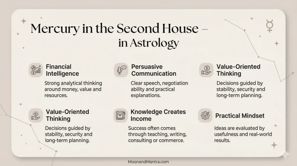mercury in second house meaning